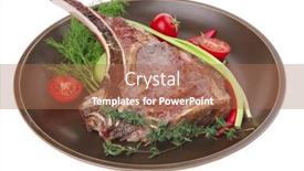  Presentation with meat food - Colorful theme enhanced with meat-food-roast-rib backdrop and a coral colored foreground