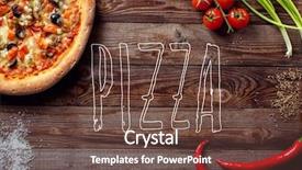  Presentation with italian food about pizza - Cool new presentation with meat food template - italian pizza with tomatoes backdrop and a  colored foreground