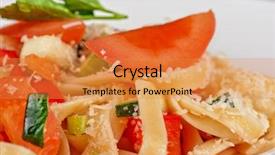  Presentation with penne pasta - Presentation design having meat food template - penne pasta with parmesan cheese background and a  colored foreground