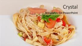  Presentation with penne pasta - Audience pleasing theme consisting of meat food template - penne pasta with parmesan cheese backdrop and a  colored foreground