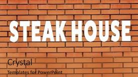  Presentation with vintage interior brick wall - Presentation design featuring meat food template - text steak house on brick background and a red colored foreground