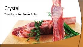  Presentation with fresh fruits and leafy greens dairy meat - Audience pleasing slides consisting of meat fresh red beef ribs backdrop and a pink colored foreground
