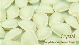  Presentation with dairy produce meat vegetables - Colorful slide deck enhanced with meat frozen semi-finished products backdrop and a soft green colored foreground