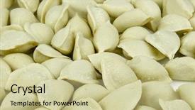  Presentation with frozen - PPT theme consisting of meat frozen semi-finished products background and a soft green colored foreground