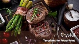  Presentation with meat beef - Amazing theme having meat grill - delicious beef steak on wooden backdrop and a tawny brown colored foreground