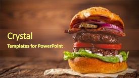  Presentation with old wood planks - Audience pleasing PPT theme consisting of meat grill - delicious hamburger served on wooden backdrop and a tawny brown colored foreground