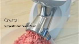  Presentation with raw meat - PPT theme featuring meat-grinder-making-homemade-raw background and a lemonade colored foreground