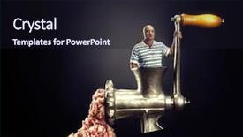  Presentation with meat - Audience pleasing slide deck consisting of meat grinder on a black background backdrop and a wine colored foreground