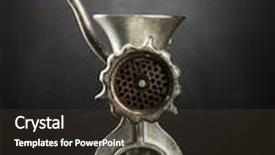  Presentation with meat - PPT theme featuring butchery kitchen - meat grinder on black background and a tawny brown colored foreground