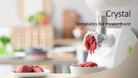  Presentation with fresh meat - Amazing theme having meat grinder with fresh forcemeat backdrop and a mint green colored foreground