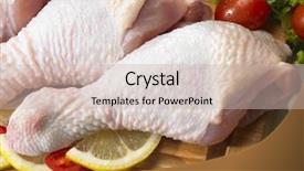  Presentation with raw meat - Beautiful slide deck featuring meat hygien - raw chicken drumstick backdrop and a  colored foreground