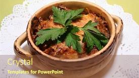  Presentation with napkin - Cool new PPT theme with meat-in-a-pot backdrop and a tawny brown colored foreground