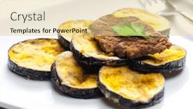  Presentation with grilled - PPT theme having meat-in-breadcrumbs-with-grilled background and a blonde colored foreground