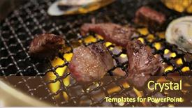  Presentation with korean - Slides consisting of meat in japanese barbecue restaurant background and a tawny brown colored foreground