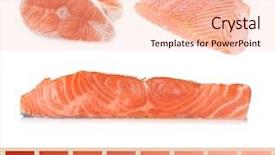  Presentation with frozen ice cold fish - Slides having meat laboratory - salmon color lineal and fish background and a lemonade colored foreground