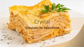  Presentation with meat - PPT layouts enhanced with meat-lasagna-on-the-white background and a yellow colored foreground