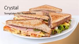  Presentation with lettuce - Audience pleasing slides consisting of meat lettuce and cheese sandwiches on toasted bread backdrop and a coral colored foreground