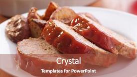  Presentation with herb - Beautiful presentation theme featuring meat-loaf-with-roasted-herb backdrop and a red colored foreground