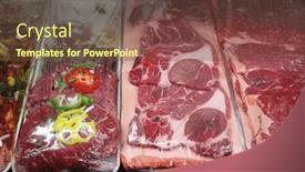 Presentation with ground beef - Slide set having meat-market-fresh-cuts background and a tawny brown colored foreground