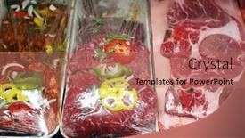  Presentation with ground beef - Presentation theme consisting of meat-market-fresh-cuts background and a coral colored foreground