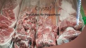  Presentation with ground beef - PPT theme enhanced with meat-market-fresh-cuts background and a coral colored foreground
