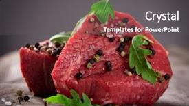  Presentation with flame nutrition beef steaks - Cool new presentation theme with meat meat products - raw beef steaks on wooden backdrop and a dark gray colored foreground