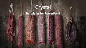  Presentation with sausages - Cool new presentation design with meat meat products - salami sausages on a wooden backdrop and a tawny brown colored foreground