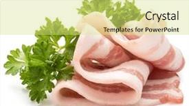  Presentation with isolated fall oak leaf - Beautiful presentation theme featuring meat meat products - sliced bacon and parsley leaves backdrop and a yellow colored foreground