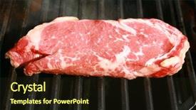  Presentation with raw meat dog - Slide set enhanced with meat on a barbecue grill background and a  colored foreground