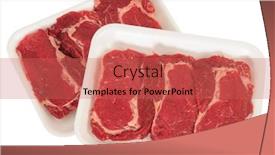  Presentation with packaging - PPT theme consisting of boned t bone steak cow - meat packaging isolated background and a coral colored foreground