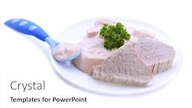  Presentation with infant - Beautiful PPT theme featuring meat paste for infant feeding isolated on white backdrop and a white colored foreground