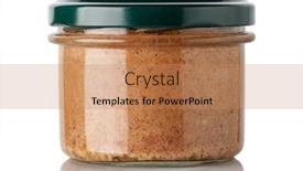  Presentation with meat - Slide deck featuring meat-pate-in-glass-jar background and a coral colored foreground