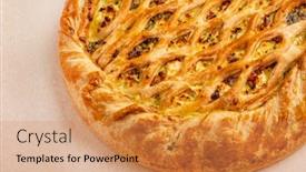  Presentation with meat - PPT layouts with meat-pie-in-the-box background and a coral colored foreground