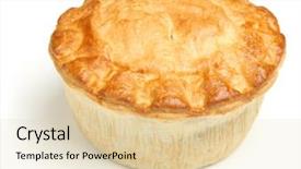  Presentation with meat - Audience pleasing presentation design consisting of meat pie isolated on white backdrop and a lemonade colored foreground