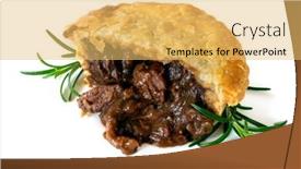  Presentation with meat - PPT layouts enhanced with meat-pie-with-rosemary-cut background and a yellow colored foreground
