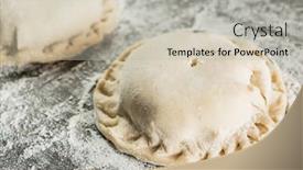  Presentation with pies - PPT theme with meat-pies-with-duck background and a light gray colored foreground