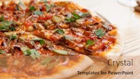  Presentation with hot sauce - Cool new theme with meat-pizza-with-hot-barbecue backdrop and a coral colored foreground