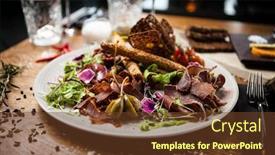  Presentation with meat beef - Cool new PPT theme with meat platter for two dry-aged beef brisket dry-aged duck fillet beef liver pate dry-aged lamb striploin cranberry jam and grissini backdrop and a tawny brown colored foreground