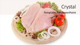  Presentation with meat poultry - Cool new slides with meat poultry - fresh raw chicken breasts backdrop and a lemonade colored foreground