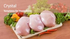  Presentation with chicken - Presentation theme enhanced with meat poultry - raw chicken breasts and fresh background and a coral colored foreground