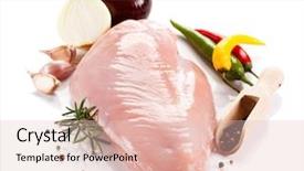  Presentation with raw meat - Presentation theme consisting of meat poultry - raw turkey fillet and vegetables background and a lemonade colored foreground