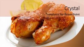  Presentation with chicken little chicks - Audience pleasing presentation design consisting of meat poultry - roasted chicken drumsticks backdrop and a gold colored foreground