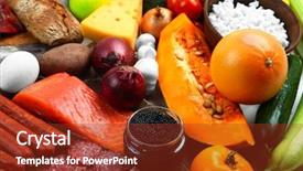  Presentation with food - Amazing PPT layouts having meat poultry - set of food products close backdrop and a tawny brown colored foreground