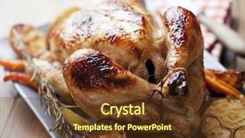  Presentation with roasted chicken - Amazing PPT theme having meat poultry - whole roasted chicken backdrop and a tawny brown colored foreground