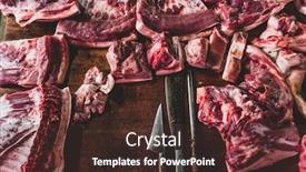  Presentation with butcher - Amazing PPT layouts having meat-raw-assortment-and-knife backdrop and a tawny brown colored foreground