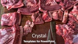  Presentation with butcher - Slide deck consisting of meat-raw-assortment-and-knife background and a tawny brown colored foreground