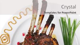  Presentation with white plate - Slide deck featuring meat-ribs-on-white-plate background and a light gray colored foreground