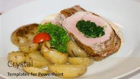  Presentation with spinach - Slides with meat-roll-filled-with-spinach background and a yellow colored foreground