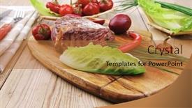  Presentation with cutlery - Colorful slides enhanced with meat-savory-beef-grilled backdrop and a red colored foreground