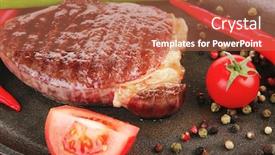  Presentation with hot metal - Presentation consisting of meat-savory-platter-of-grilled background and a red colored foreground